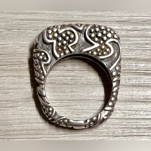 Vintage Designer Dian Malouf Sterling Silver Tall Tribal Stack Ring, Size 6.5 - Picture 7 of 13